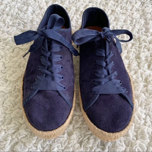 ASOS Shoes - ASOS Navy Blue Suede Lace Up Espadrille Sneakers